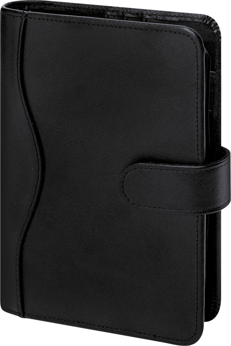 Terminplaner Kompakt Leder schwarz A6 - Leykam