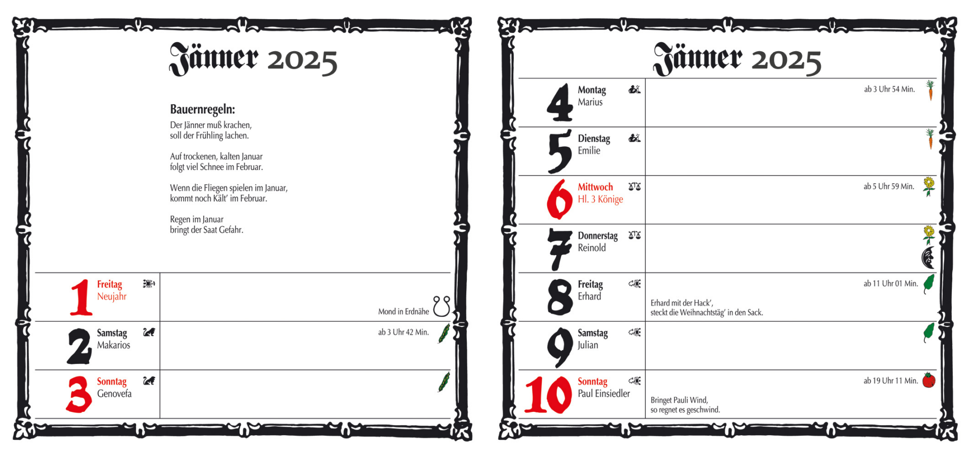 Alter Bauernkalender "Der Erleben-Kalender" - Leykam